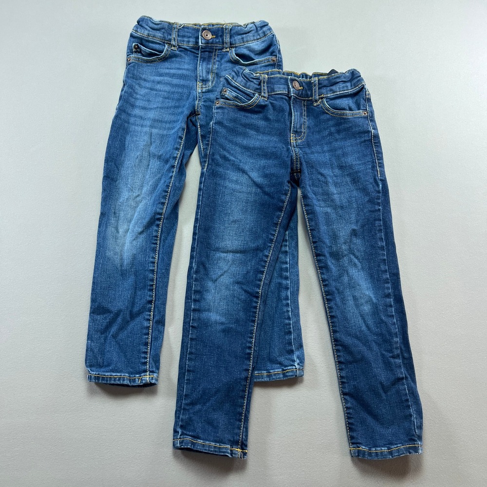 The Children's Place Etroit Skinny Jeans 6 Blue Whisker Denim Cotton Lot Of 2